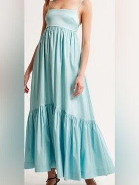 Abercrombie & Fitch Light Turquoise Satin Maxi Dress/ size XSP